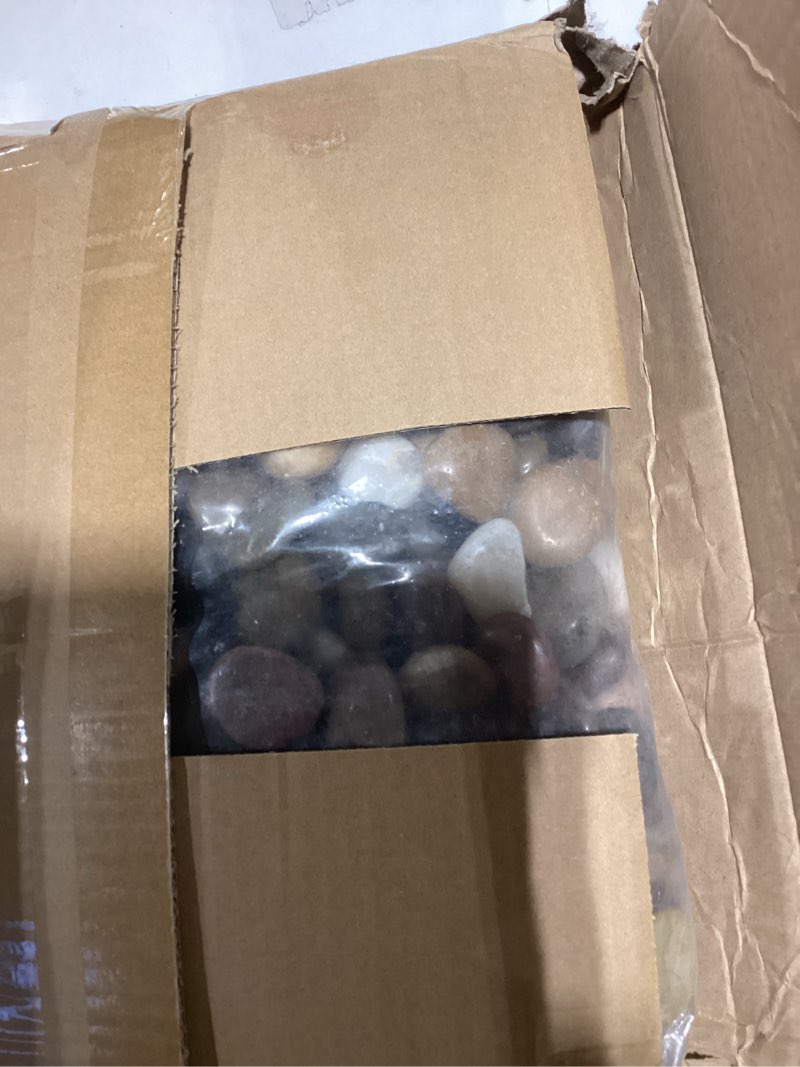 Condition photo showing New/Like New for 18 Pounds Pebbles Aquarium Gravel River Rock, Natural Polished Decorative Gravel, Polished Pebbles,Garden Ornamental River Pebbles Rocks, Mixed Color Stones for Landscaping Vase Fillers (18.3) 18.0 Pounds