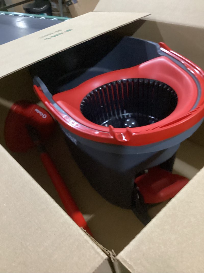 Condition photo showing As Is for O-Cedar EasyWring Microfiber Spin Mop, Bucket Floor Cleaning System, Red, Gray, Standard