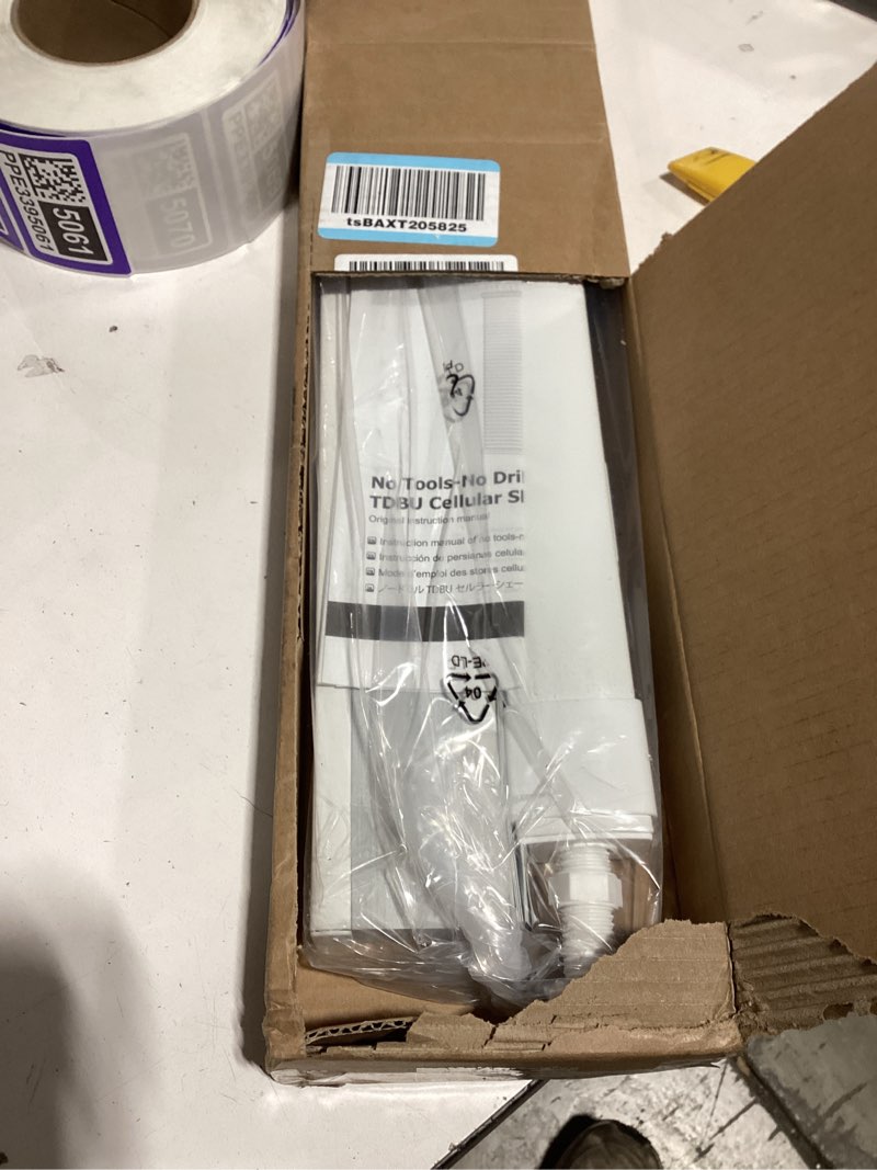 Condition photo showing New/Like New for LazBlinds No Tools No Drill Cordless Cellular Shades, Top Down Bottom Up (TDBU) Honeycomb Shades for Home, Blackout Light Blocking Thermal Insulation Blinds for Windows, 24" W x 64" H, White Blackout - White 24" W x 64" H
