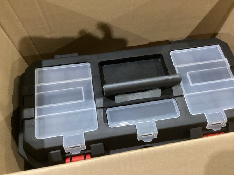 Condition photo showing Good Condition for Black Canyon 16 Inch Tool Box, Metal Tool Box, 0.8mm Carbon Steel, Portable&Padlockable, 4 Non-Slip Foot Pads, Ideal for Trailer, Mechanic, DIY-ers, Car Toolbox, Workshops, Garages, Repair Shops 16-1/8 in