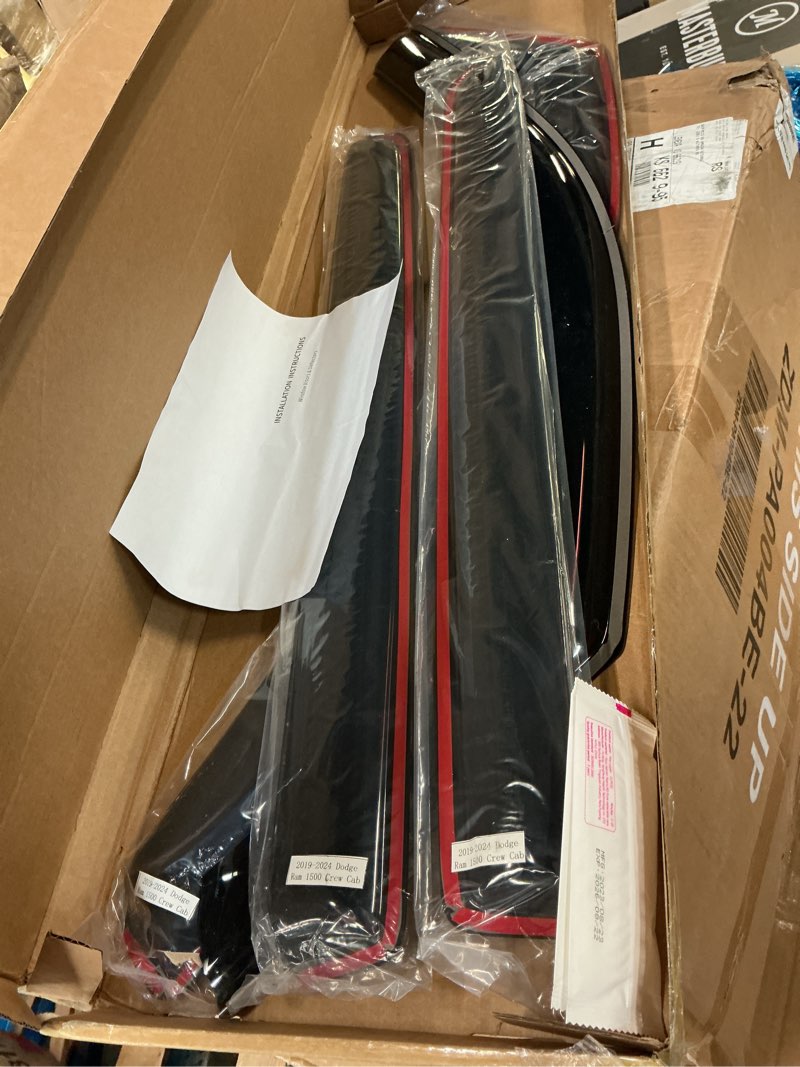 Condition photo showing As Is for in-Channel Side Window Deflectors & Visors Rain Guards for Truck, Ram 1500 Crew Cab 2019-2024, Window Visors Vent Shade Wind Deflectors 2020 2021 2022 2023 194806 2019-2024 Ram 1500 Crew Cab In-Channel