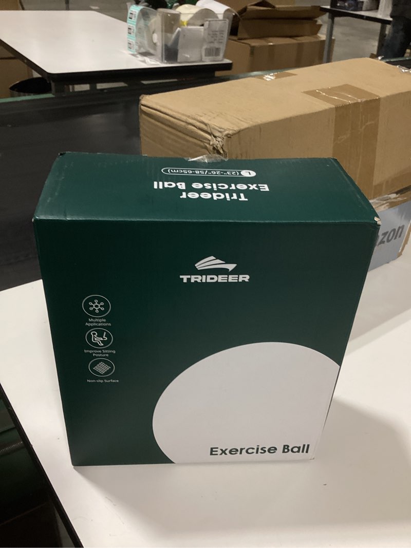 Condition photo showing As Is for trideer exercise ball for yoga, pilates & fitness – stability ball equipment for home gym & office chair, core & balance training accessories, physical therapy equipment, quick pump included, 5 sizes black l(23-26ines/58-65cm)