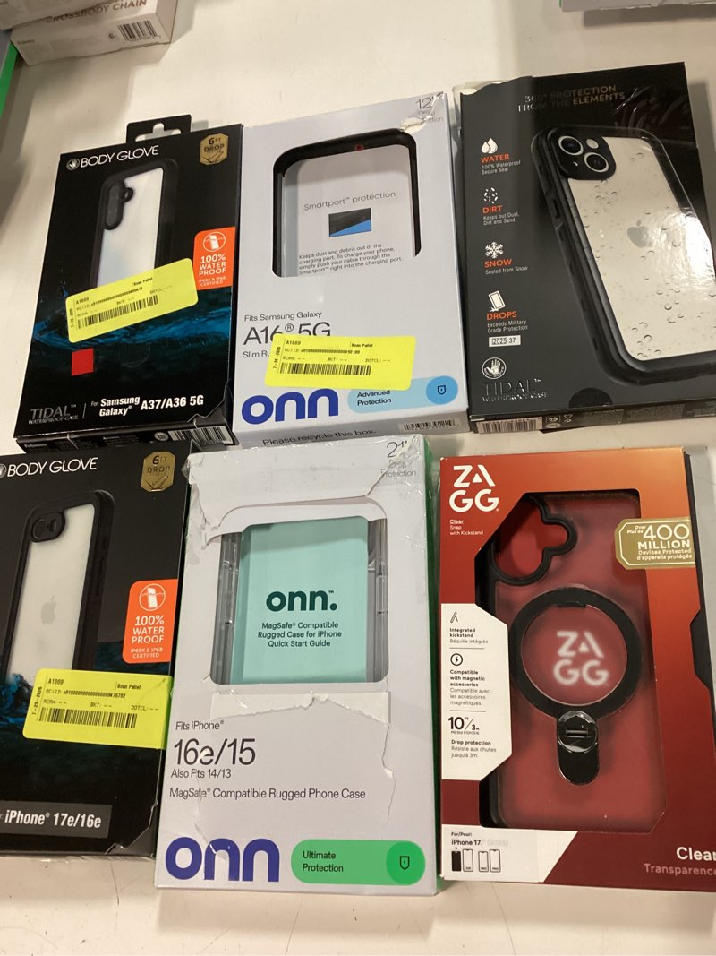 Condition photo showing As Is for assorted cellphone iphone/andorid/galaxy case covers & accessories