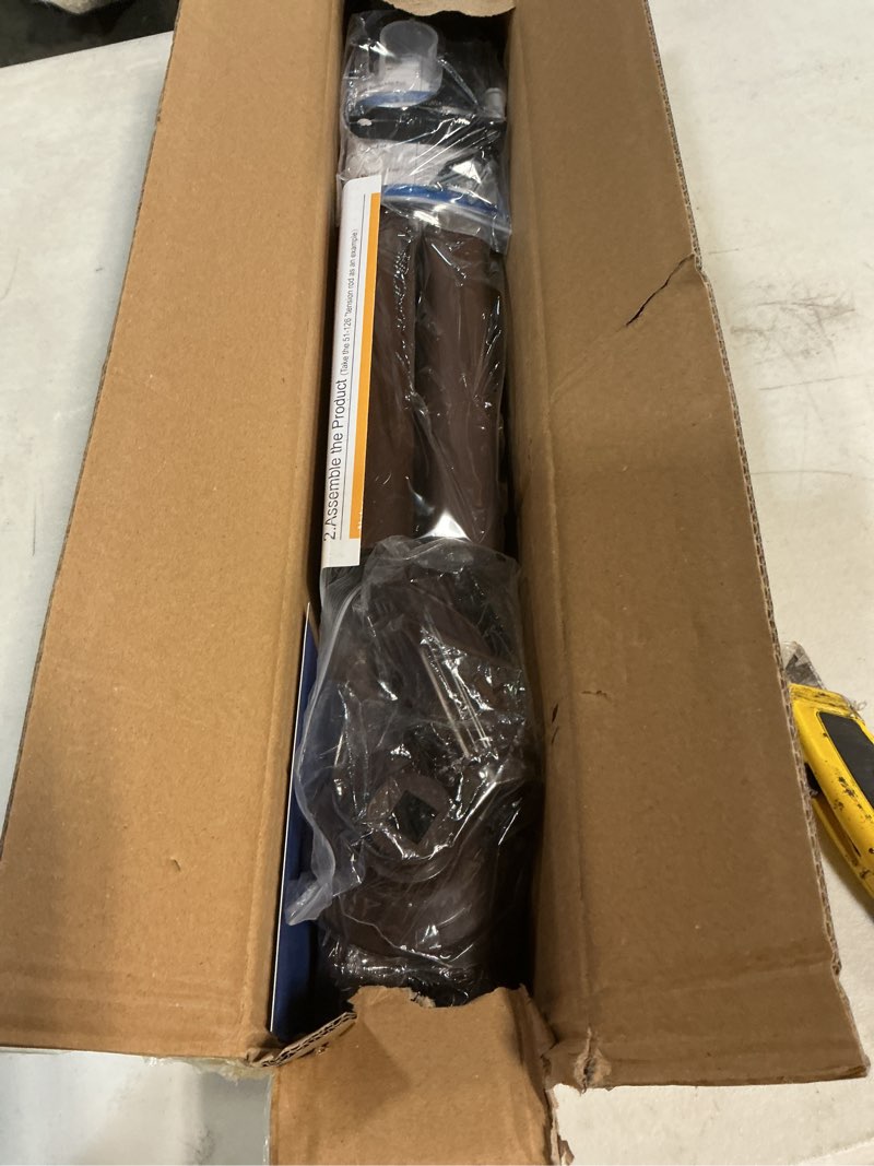 Condition photo showing Good Condition for tension shower curtain, spring shower tension curtain rod, closet rod, for windows or shower, rust resistant easy to install, umimile (brown, 51-145”) brown 51-145”