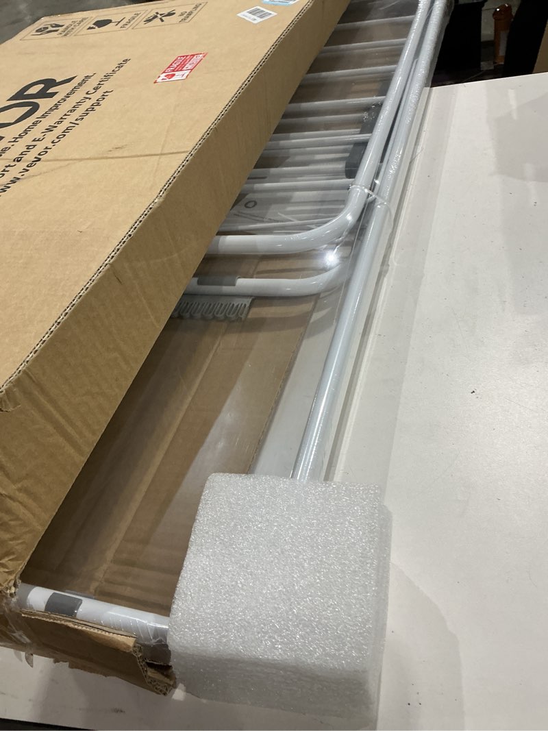 Condition photo showing New/Like New for vevor clothes drying rack, 2-tier foldable laundry dryer rack with sock clips & 21 drying rods, metal height adjustable drying racks for outdoor & indoor, free-standing & space-saving hanger, white 54.5"d x 23.6"w x 39.4"h