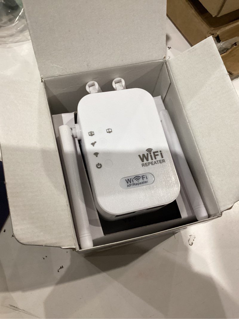 Condition photo showing As Is for wifi extender, wifi repeater,internet booster, long range wifi extenders signal booster for home, wifi repeater with ethernet port covers up to 9800 sq.ft,quick setup-white
