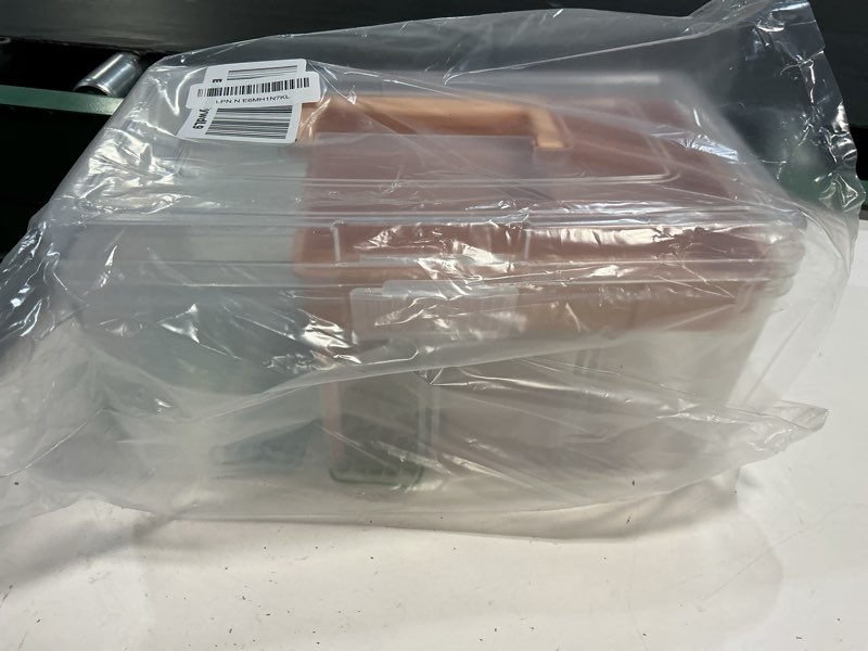 Condition photo showing New/Like New for 24qt 2packs clear craft organizers and storage with trays, art supply organizer and storage, craft storage box with lid for beads, markers, coloring books, sewing, playdoh and tools
