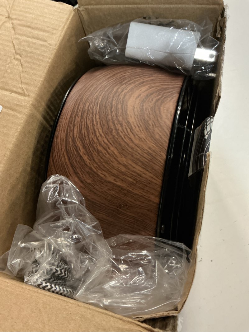 Condition photo showing As Is for better homes & gardens 5” retro small fan with 3 speed settings, usb-c plug, adjustable tilt, vintage fan for home and bedroom, wood grain