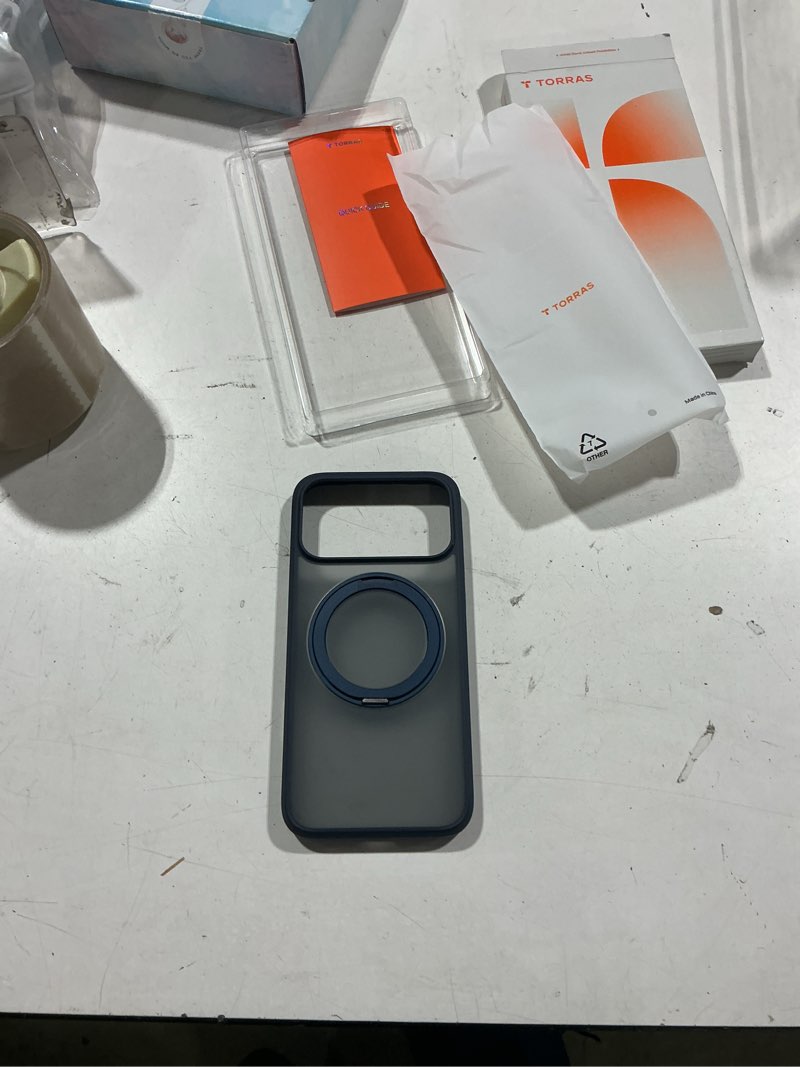 Condition photo showing Good Condition for torras q3 vegskin for iphone 17 pro max case leather, 360 spin magnetic stand, fit for magsafe, camera control, shockproof premium organic silicone leather phone case for iphone 17 pro max, deep blue deep blue for iphone 17 pro max, 6.9"