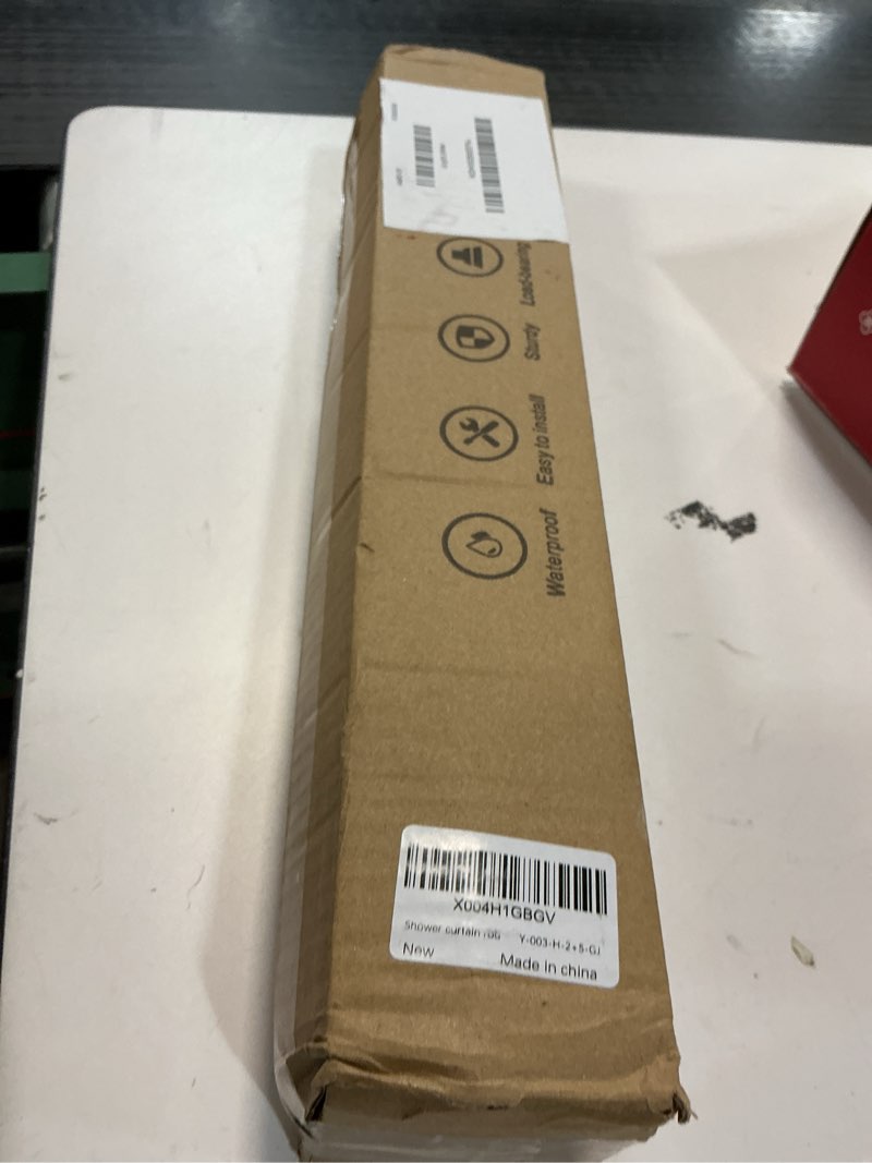 Condition photo showing New/Like New for Black Shower Curtain Rod 31 to 104 Inch,1 Inch Diameter Adjustable Spring Tension Curtain Rod No Drilling Stainless Steel Telescoping Rod,No Rust 31-104 Black