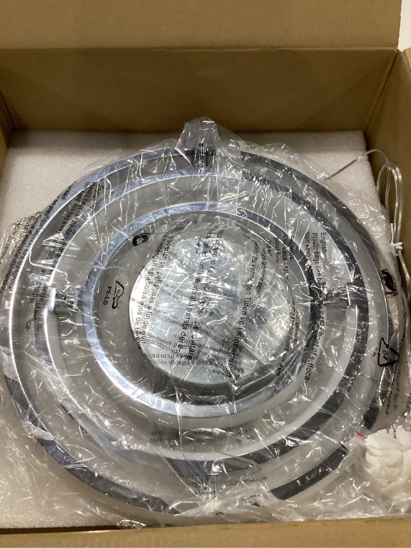 Condition photo showing New/Like New for Modern LED Chandelier Chrome Ring Pendant Light Fixtures 4000K Dimmable Height Adjustable Pendant Lighting for Dining Room Kitchen Island Bedroom Living Room Foyer?1-Pack?… Chrome Round 1-Pack