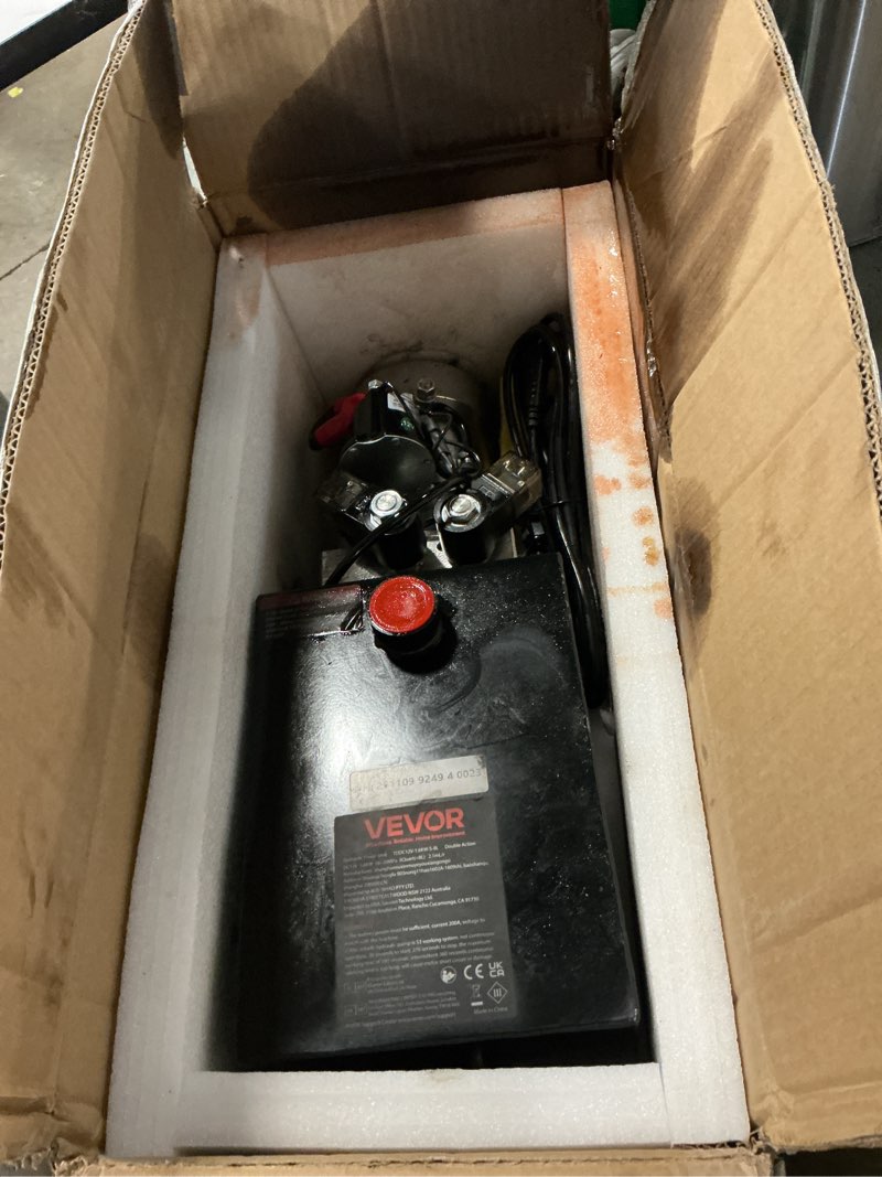 Condition photo showing As Is for hydraulic pump 4 quart hydraulic power unit double acting hydraulic pump unit with steel oil tank 12v dc hydraulic pump