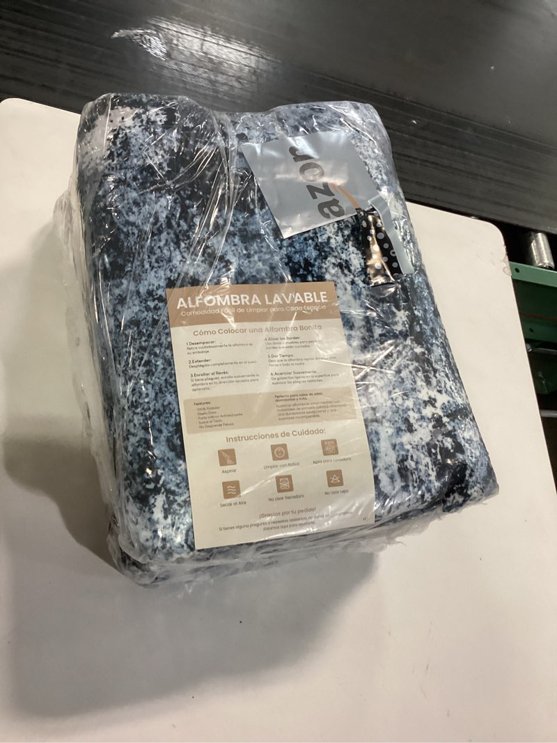 Condition photo showing Good Condition for Rugflix 8x10 Area Rugs for Living Room, Washable Large Rug Stain-Resistant Low Pile, Modern Dark Carpet for Dining Room Home Office Kid Room Nursery Bedroom, Navy Blue/Black Ocean Blue 8' x 10' (Rectangular)