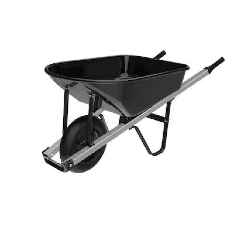 Project Source 5.5-cu ft 1 Wheel Steel Push Wheelbarrow
