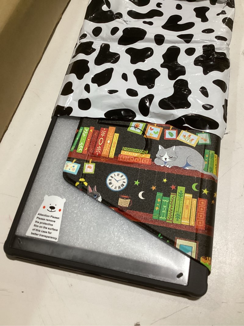 Condition photo showing Good Condition for for Samsung Galaxy Tab A8 Case 10.5 Inch Folio Cover with Pencil Holder Women Girls Cute Girly Teens Kawaii Cat Bookshelf Unique Design Rotating for Samsung A8 Tab Cases SM-X200/X205/X207