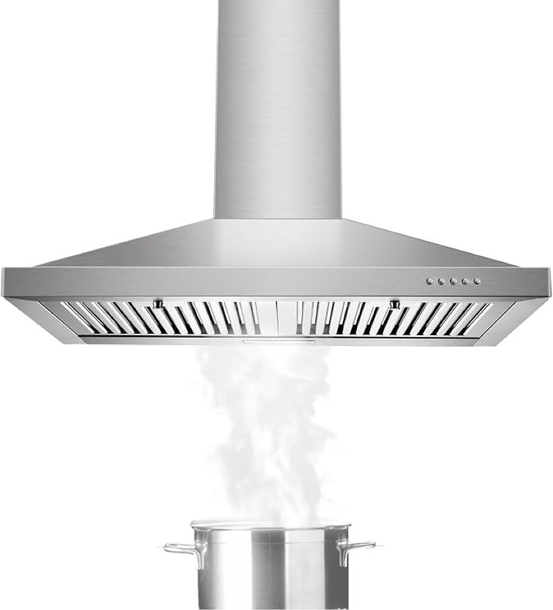 tieasy range hood, range hoods 30 inch stainless steel, 450 cfm kitchen hood with led light baffle filters, 3 speed exhaust fan vent hood