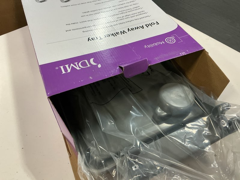 Condition photo showing Good Condition for DMI Walker Tray  Rollator Tray  Mobility and Walker Accessory Tray Table Fits Most Standard Walkers  Folding with Two Cup Holders and Tool Free Assembly  16 x 11.8