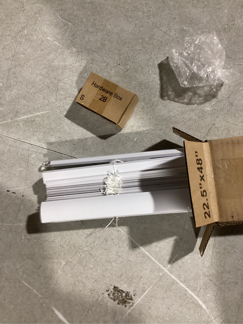 Condition photo showing Good Condition for LazBlinds Cordless White 1" Room Darkening Vinyl Mini Blinds, 22.5" W X 48" H Horizontal Window Blinds for Home, Cordless Shades for Indoor Windows White 22.5"W X 48"H