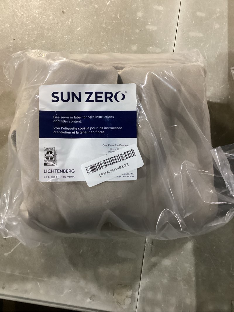Condition photo showing Good Condition for sun zero oslo theater grade extreme total blackout rod pocket curtain panel, 52" x 95", stone 52"w x 95"l (pack of 1) stone