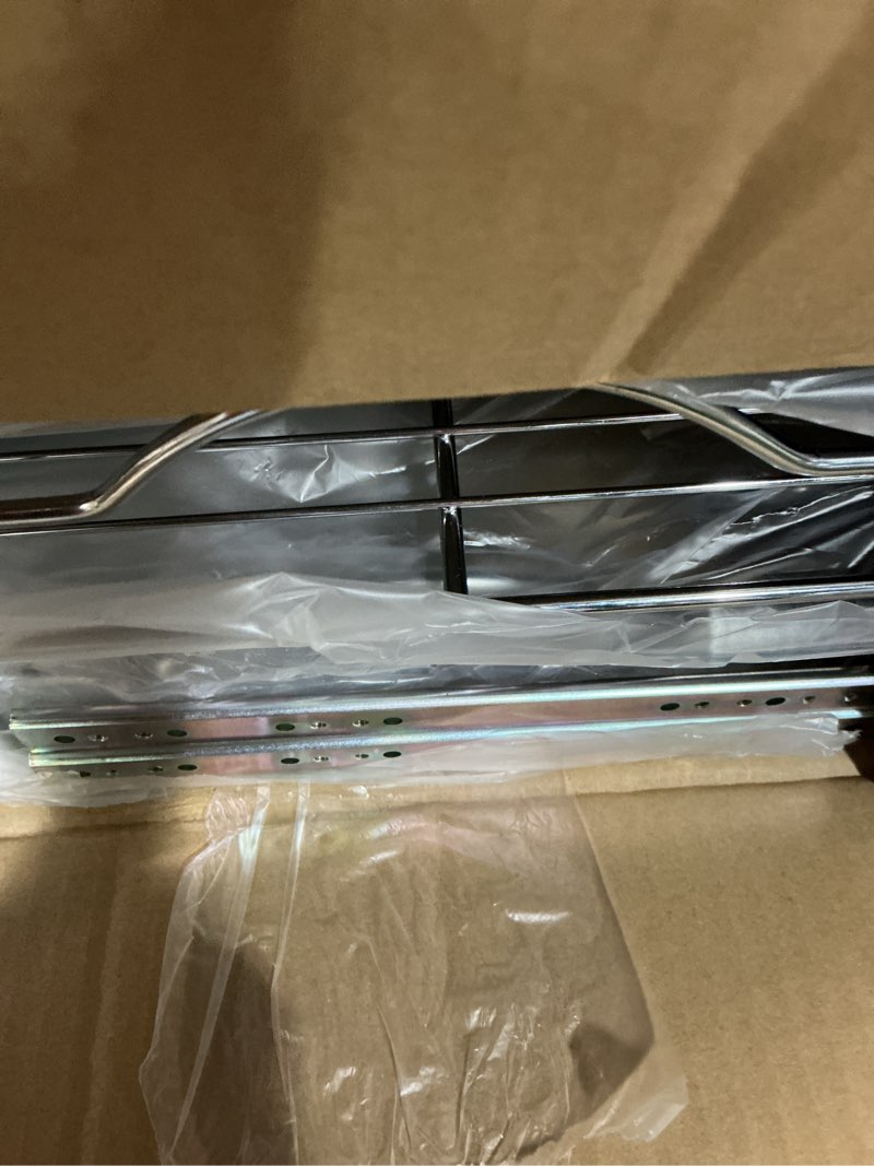 Condition photo showing As Is for OCG 2 Tier Pull Out Cabinet Organizer (21.5" W x 21" D), Pull Out Drawers for Kitchen Cabinets, Pull Out Shelves for Base Cabinet Organization in Kitchen Bathroom Pantry, Chrome Finish 21.5"W x 21"D, 2 Tier