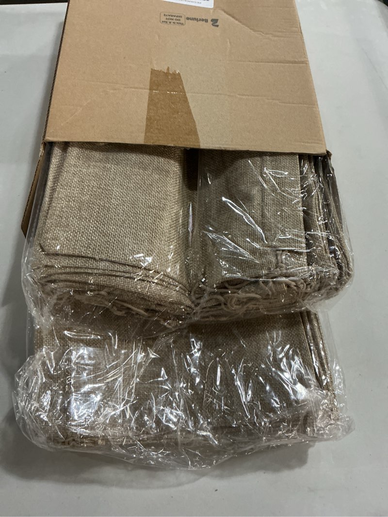 Condition photo showing Good Condition for berlune 100 pcs burlap bags with drawstring 7 x 9 inch party favor bags bulk for christmas gift wedding favors jewelry pouches diy craft