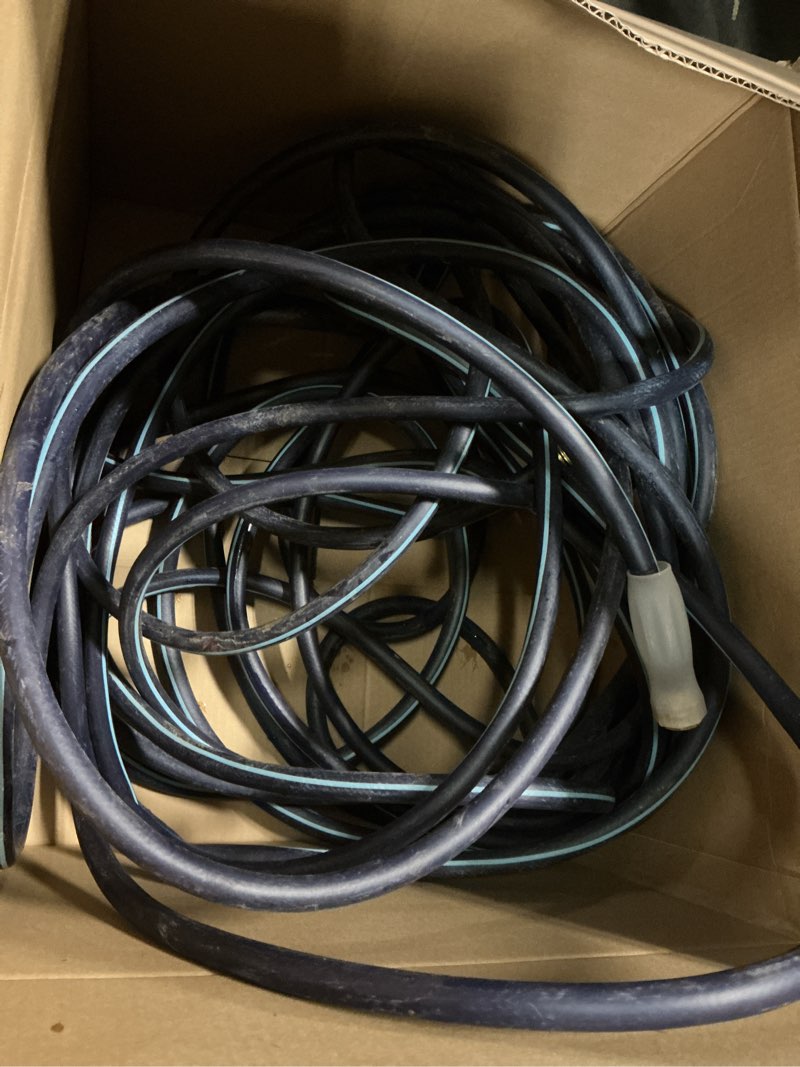 Condition photo showing As Is for flexon 5/8-in x 50-ft medium -duty vinyl blue hose