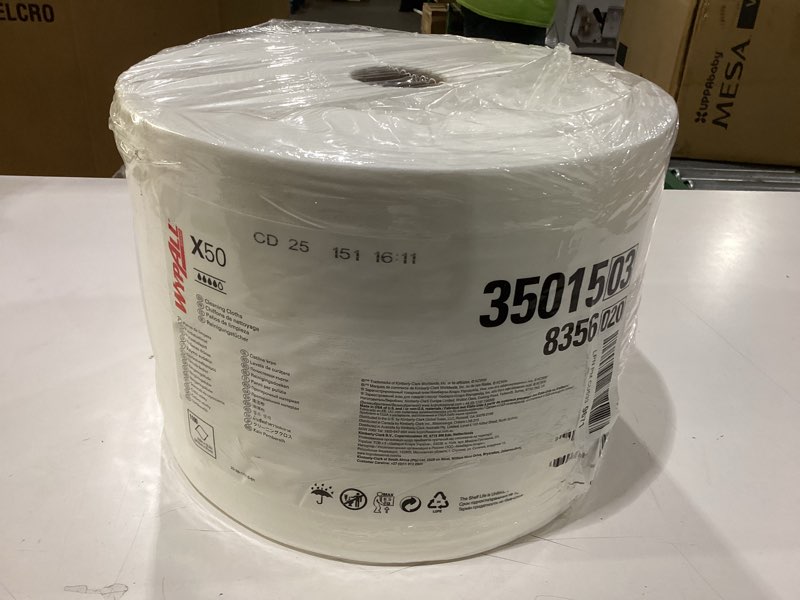 Condition photo showing New/Like New for WypAll GeneralClean X50 Cloths Cleaning Wipes (35015), Jumbo, Strong Towels for Extended Use, White (1 Roll of 1,100 Sheets, 1,100 Sheet Total)