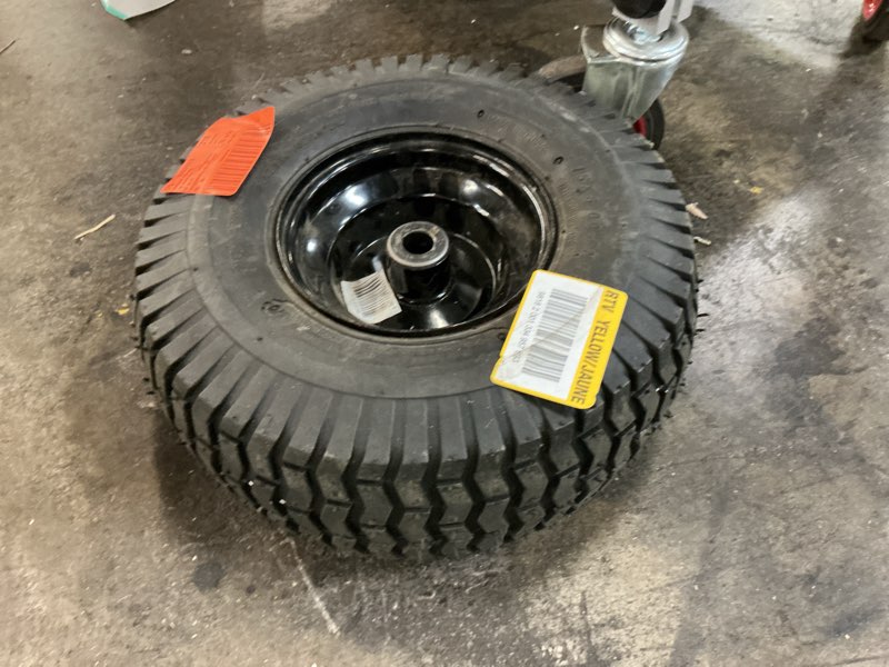 Condition photo showing New/Like New for universal 15 in. x 6 in. front wheel assembly for lawn tractors and zero turn mowers
