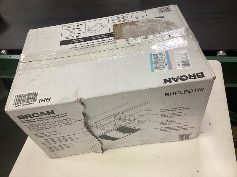Condition photo showing New/Like New for broan-nutone bhfled110 powerheat bathroom exhaust fan, heater, and led light combination, 110 cfm 110 cfm led light fan and heater