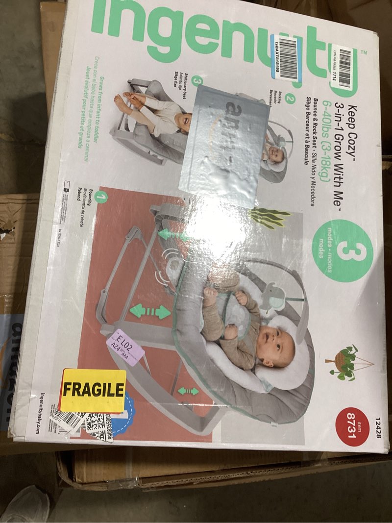 Condition photo showing Good Condition for ingenuity keep cozy 3-in-1 grow with me vibrating baby bouncer, seat & infant to toddler rocker, vibrations & -toy bar, 0-30 months up to 40 lbs (weaver)