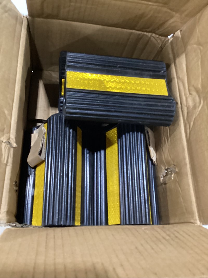 Condition photo showing As Is for afa tooling - heavy duty rubber wheel chocks w/eyebolt tie off handles - rv wheel chock for front & back tires - quick grip ribbed design - great for your camper, trailer, rv, truck, car, atv - 4 pack 4 pack large w/eyebolt
