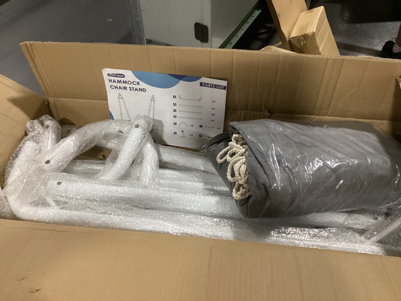 Condition photo showing New/Like New for unique u-shaped hammock chair with stand,sturdy & rust-resistant,free gray cotton hammock chair grey