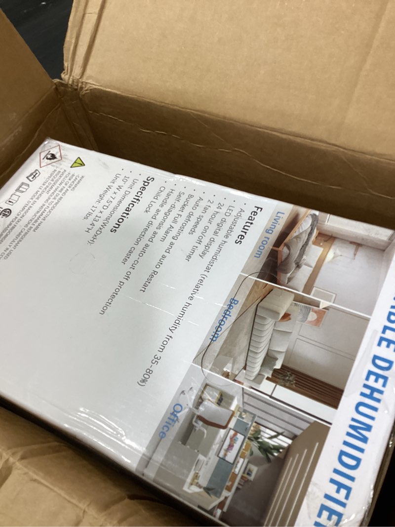 Condition photo showing New/Like New for deverse max 25 pints dehumidifier for home/bedroom/basement, 3000 sq.ft coverage, with drain hose, smart humidity control & large tank 25 pints 1500 sq. ft