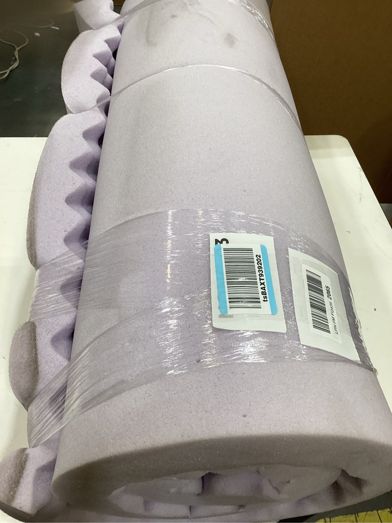 Condition photo showing As Is for egohome egg crate memory foam mattress topper 4 inch full, gel cooling infused foam mattress topper for pressure relief, certipur-us certified bed topper, purple, 54"×75"