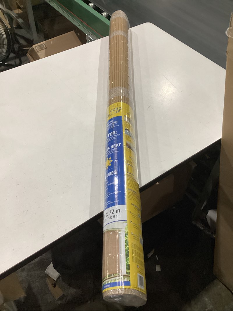Condition photo showing New/Like New for radiance cordless outdoor shades for porch, patio & windows - waterproof pvc blinds for indoor & outdoor - roll-up patio privacy screen for diffuse sunlight - woodgrain - 48" w x 72" l - (3321246)
