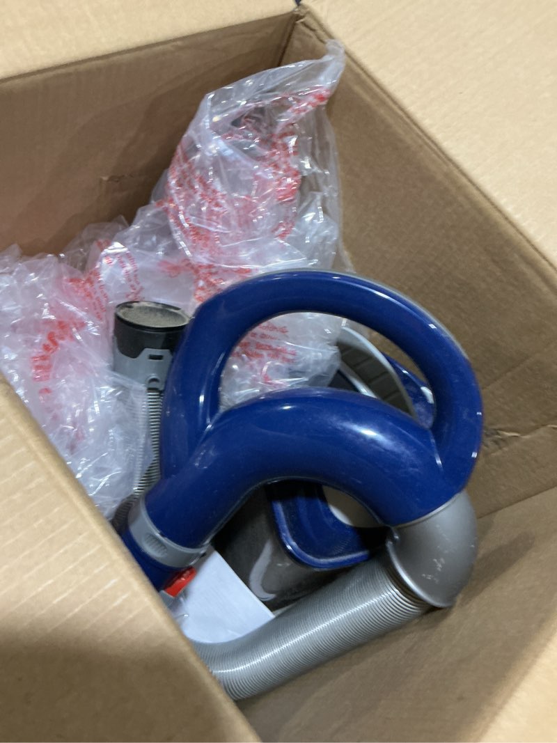 Condition photo showing As Is for (used) shark upright vacuum, navigator lift-away deluxe with large dust cup capacity, hepa filter, swivel steering, upholstery tool & crevice tool, blue, nv360