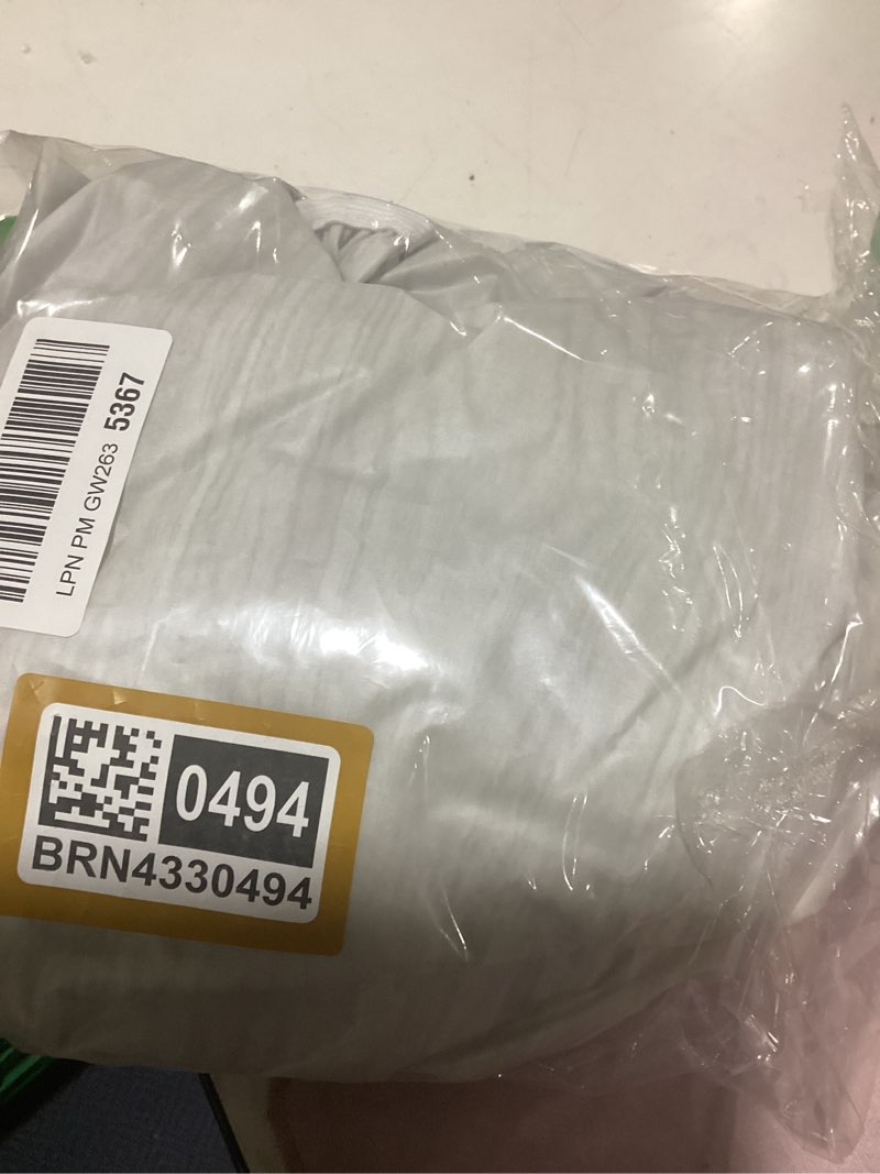 Condition photo showing Good Condition for smiry round picnic tablecloth, wipeable flannel backed vinyl tablecloths for 45" - 56" tables, waterproof elastic fitted table covers for camping, indoor, outdoor, grey & white for up to 45"-56" round grey & white