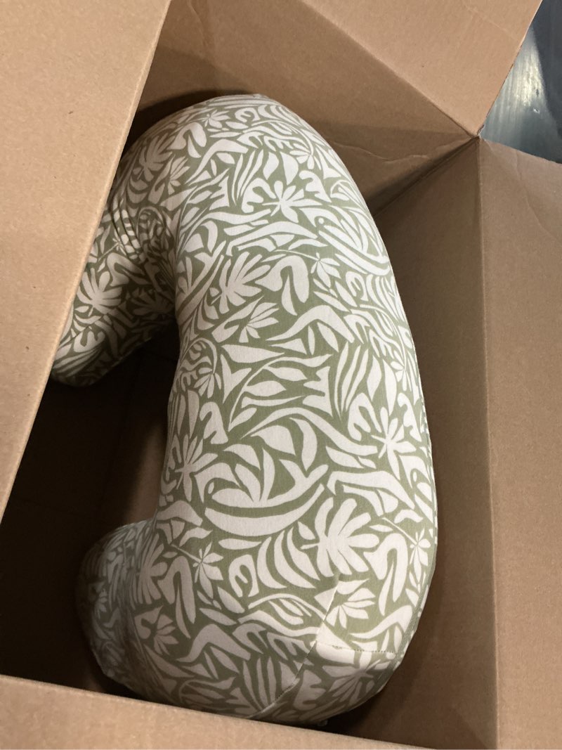 Condition photo showing Good Condition for boppy nursing pillow - ergonomic bottle & breastfeeding pillow, higher, firmer & larger, water-repellent with washable organic cotton cover, baby safety alliance verified - green cut out leaves new nursing pillow organic - green cut out leaves