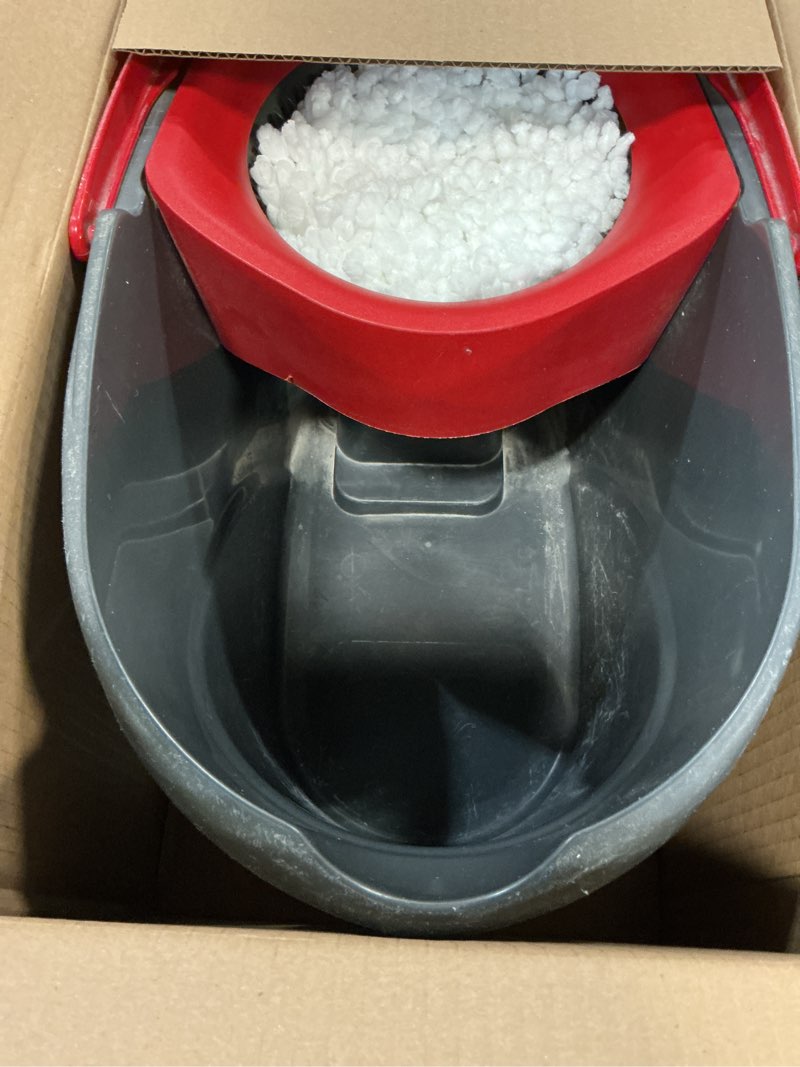 Condition photo showing As Is for O-Cedar Easywring Microfiber Spin Mop & Bucket Floor Cleaning System with 1 Extra Refill,Red / Gray Easywring Spin Mop & Bucket + 1 Extra Refill