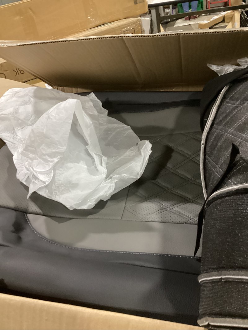 Condition photo showing As Is for (similar to (full set for toyota highlander car seat covers 2001-2026, waterproof nappa leather car seat protector, comfortable and anti-slip car seat cover&accessories(5 seats/black gray) black gray 5 seats toyota highlander 2001-2026