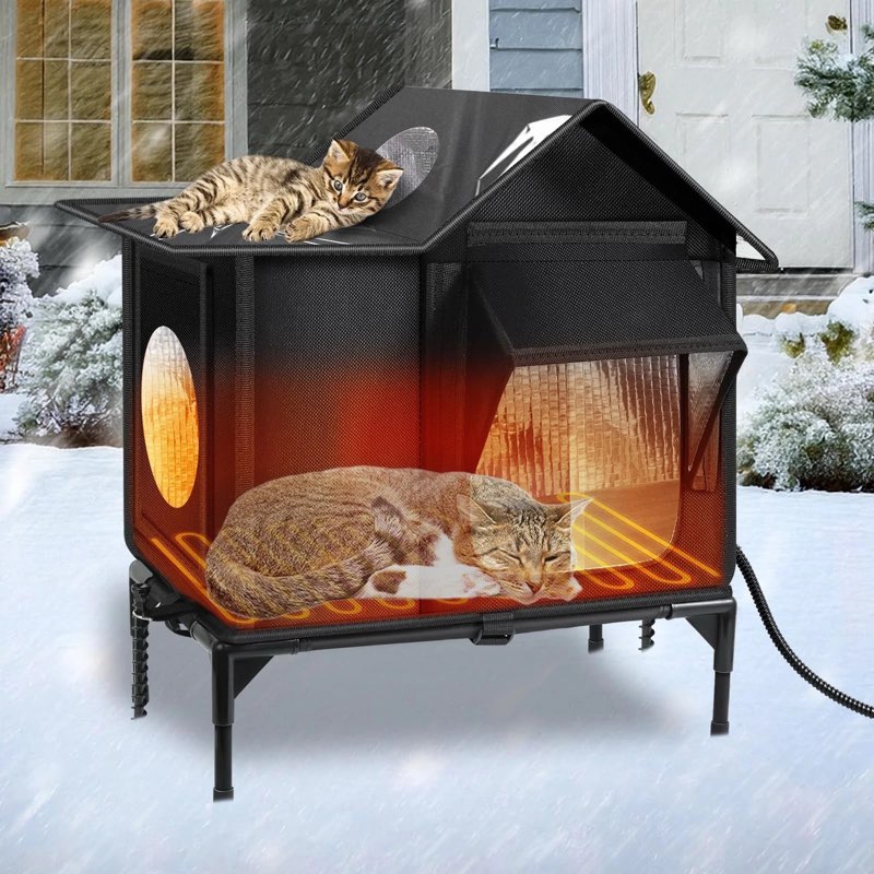(Similar to stock photo) Heated Cat House for Outdoor Cats Insulated Weatherproof Shelter NAWEST VERSION
