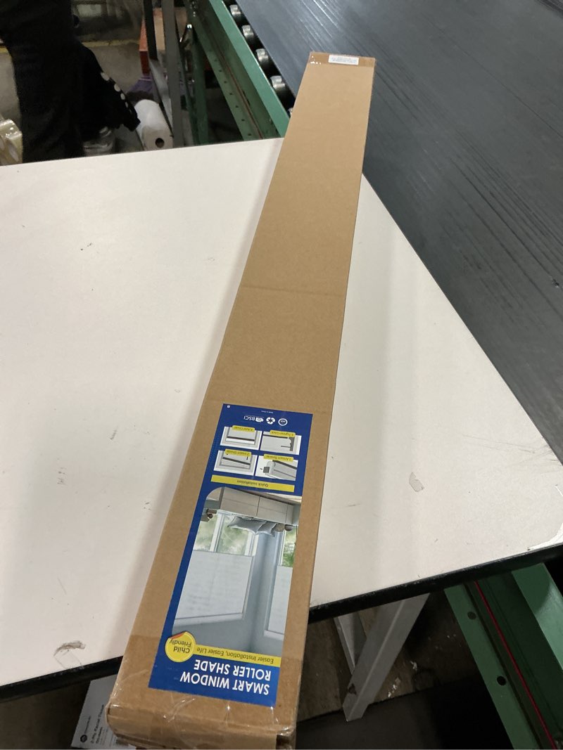 Condition photo showing As Is for Smart Motorized Blinds with Remote, Cordless No-Drill Automatic Roller Shades, Blackout Electric Blind for Windows, White, 36.5 x 72 36.5"W x 72"H White