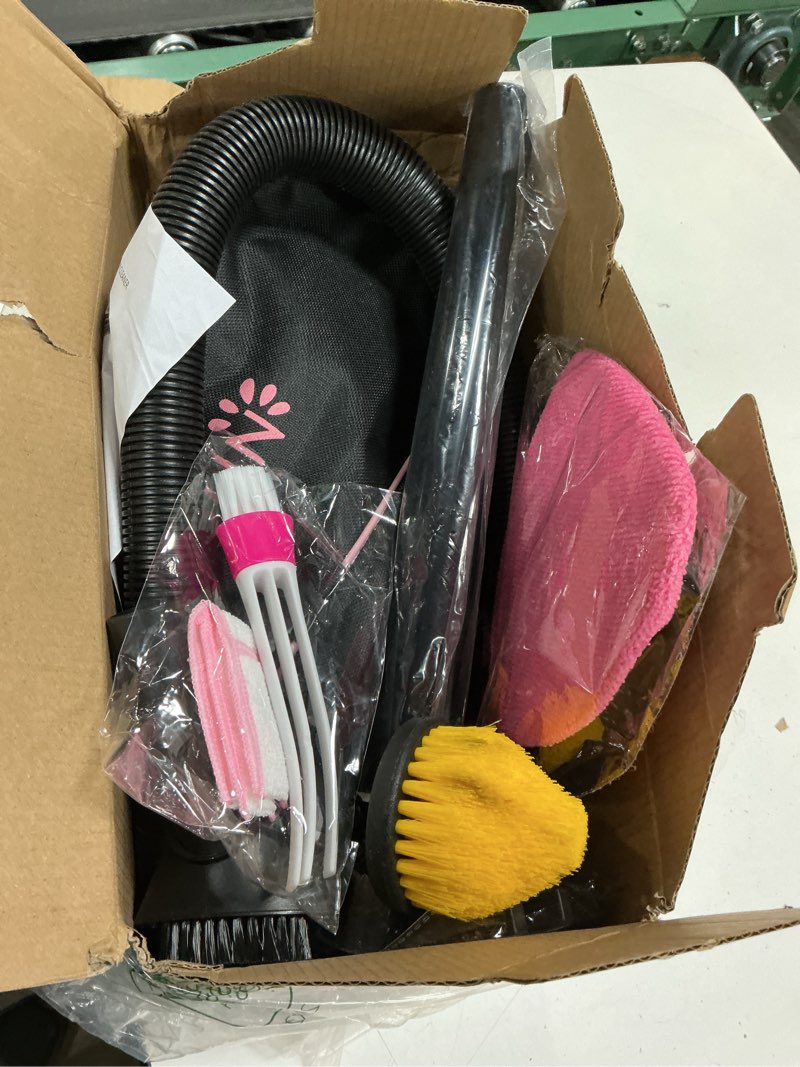 Condition photo showing Good Condition for Viewsun 17pcs Car Cleaning Kit, Pink Car Interior Detailing Kit with High Power Handheld Vacuum, Detailing Brush Set, Windshield Cleaner, Cleaning Gel, Complete Auto Accessories for Women Gift Pink 17PCS