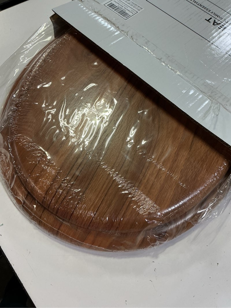 Condition photo showing Good Condition for round toilet seat molded wood toilet seat with zinc alloy hinges, easy to install also easy to clean, anti-pinch wooden toilet seat by angol shiold (round, natural) round - zinc alloy hinge natural