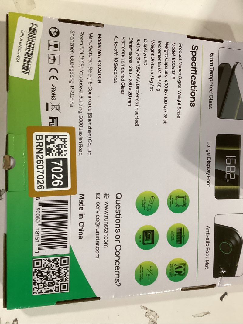 Condition photo showing Good Condition for runstar smart scale fsa&hsa eligible, 8 electrodes digital bathroom scale for body weight and fat, bmi, muscle mass 28 body composition measurement, with full-color tft lcd on retractable handle black