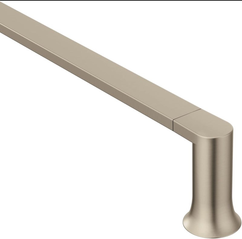 Moen Genta LX Brushed Nickel Modern 24-Inch Single Wall Mounted Towel Bar for Kitchen or Bathroom, BH3824BN Brushed Nickel 24" Towel Bar