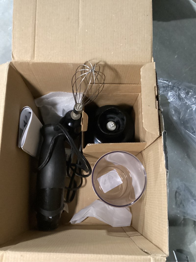 Condition photo showing Good Condition for braun multiquick 5 vario hand blender (ss blending shaft+1.5c chopper+ masher + whisk+ beaker), mq5027, black