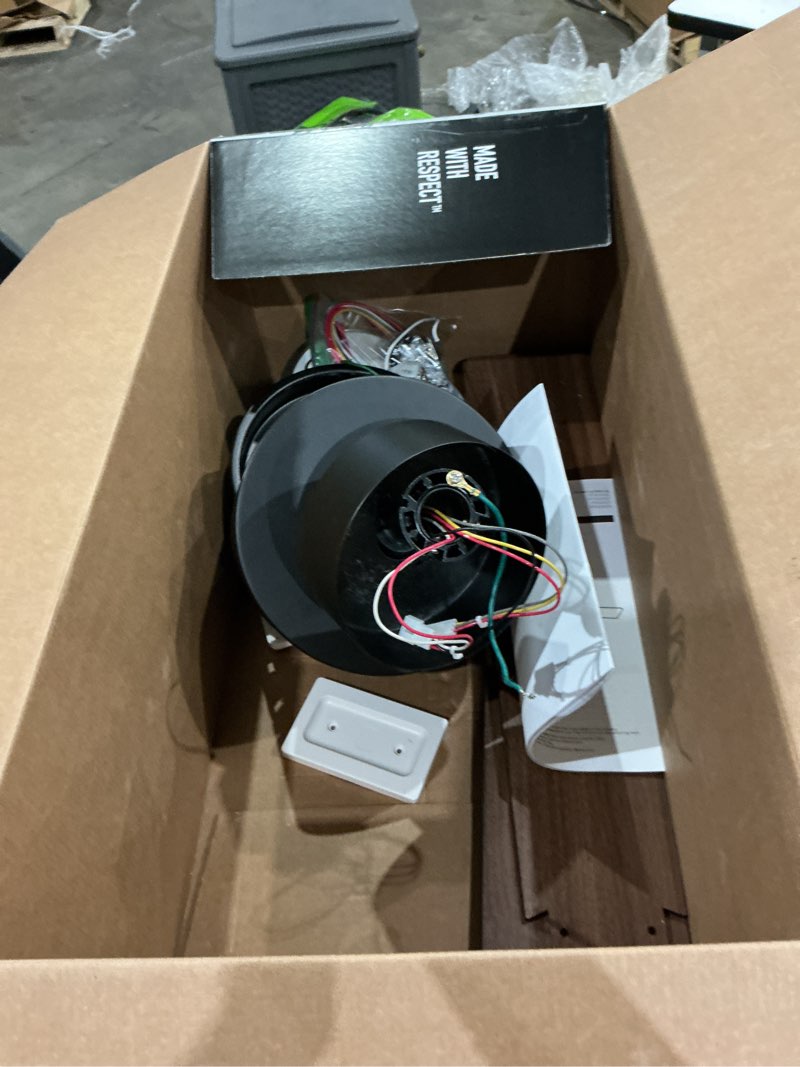 Condition photo showing As Is for globe electric dayton 52-in black with matte black blades color-changing indoor/outdoor smart ceiling fan with light and remote (5-blade)