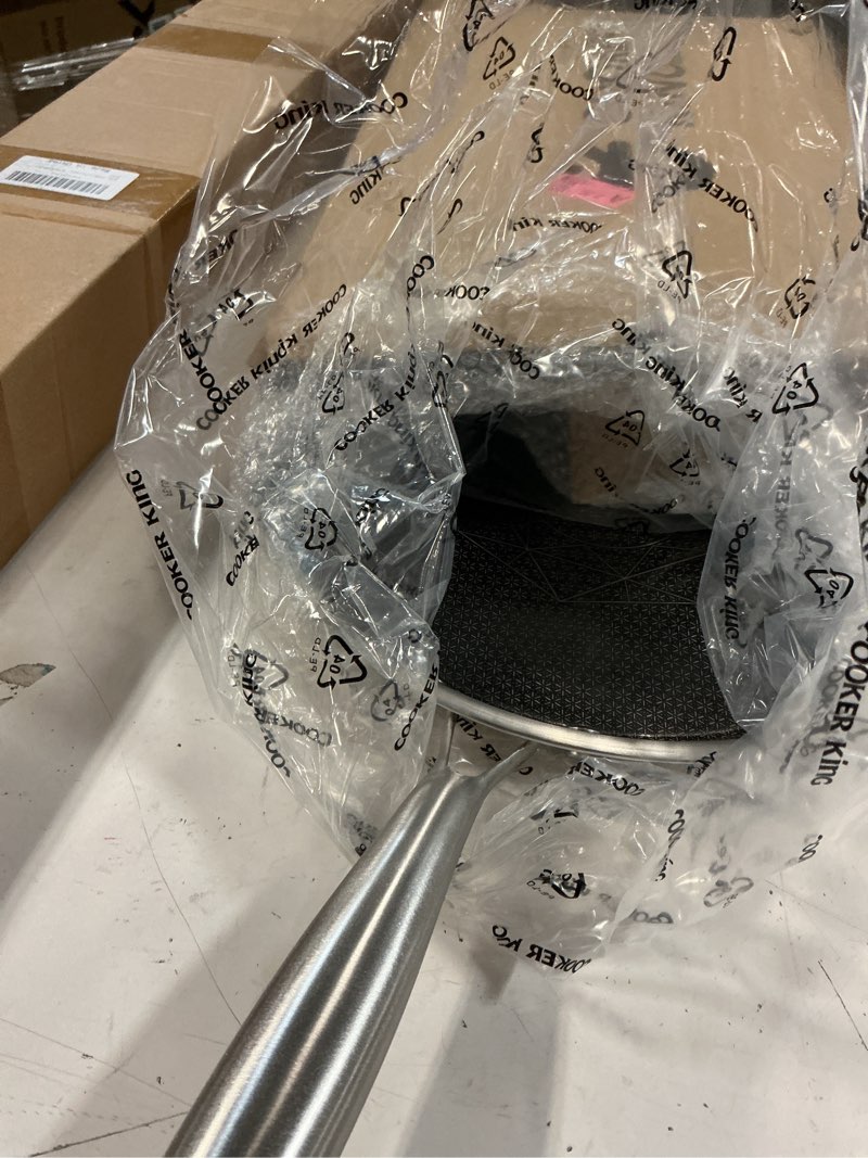 Condition photo showing Good Condition for cooker king 11" round griddle pan, 3-ply hybrid stainless steel crepe pan with stay-cool handle, non stick & non toxic for pancake, eggs, all stovetop & induction compatible, oven & dishwasher safe silver 11inch