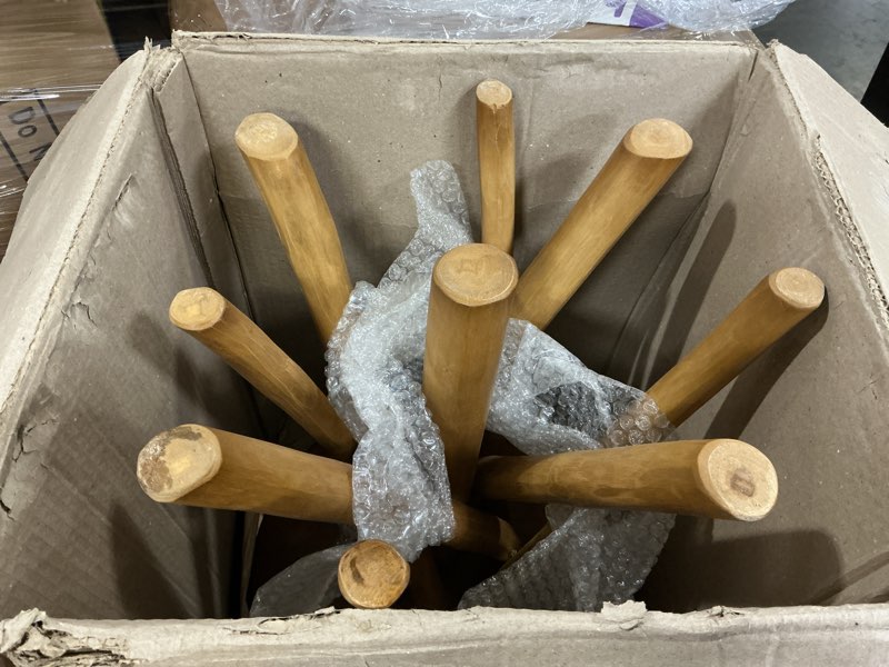 Condition photo showing Good Condition for WELLAND Teak Wood Stick Leg End Table, 16" L x 16" W x 20" H Rustic Side Table, Small Accent Table, Plant Stand for Living Room, Bedroom, Home Office